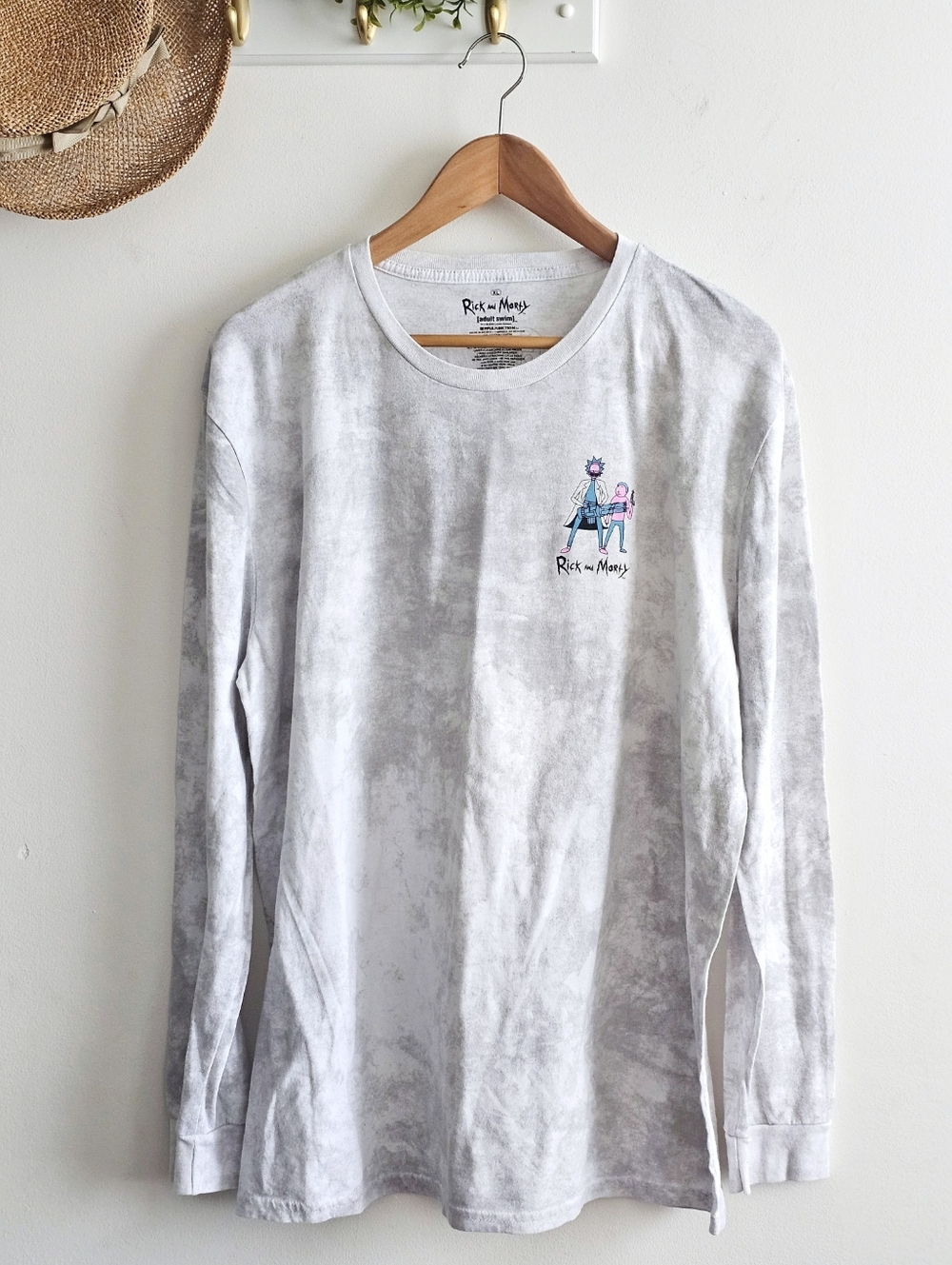 Rick and Morty Unisex Long Sleeve Tee XL Adult Swim Graphic Tie Dye Acid Shirt
